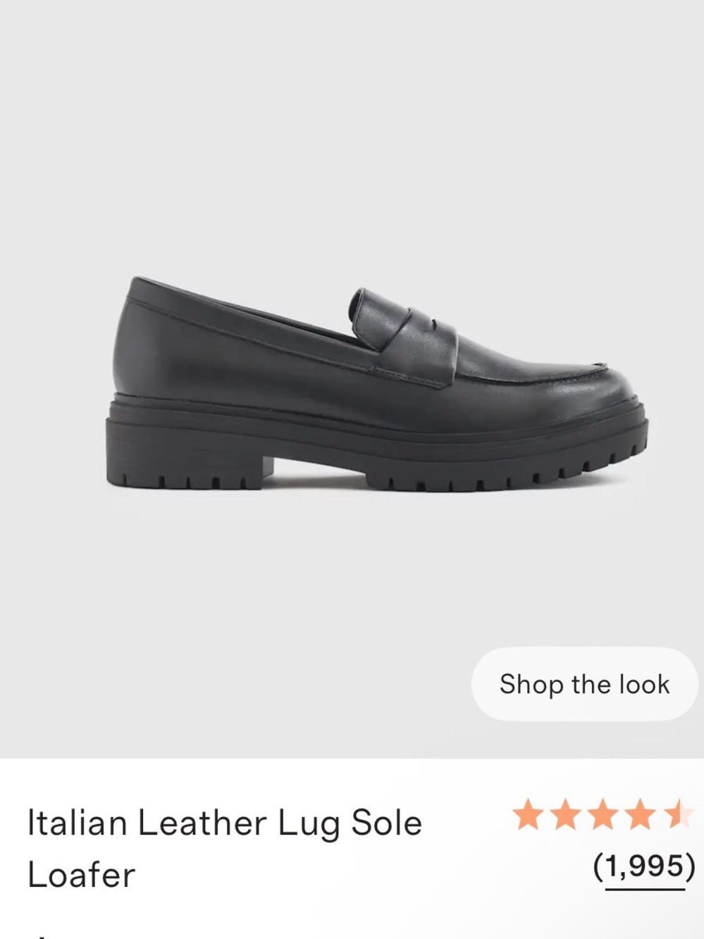 Quince Italian Leather Lug Sole Loafer - Black 7.5 Women’s